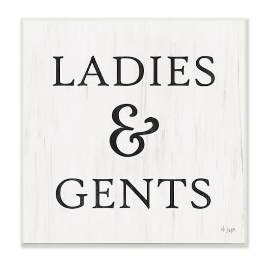 Stupell Industries Ladies & Gents Bathroom Sign Country Grain Pattern,12" x 12"